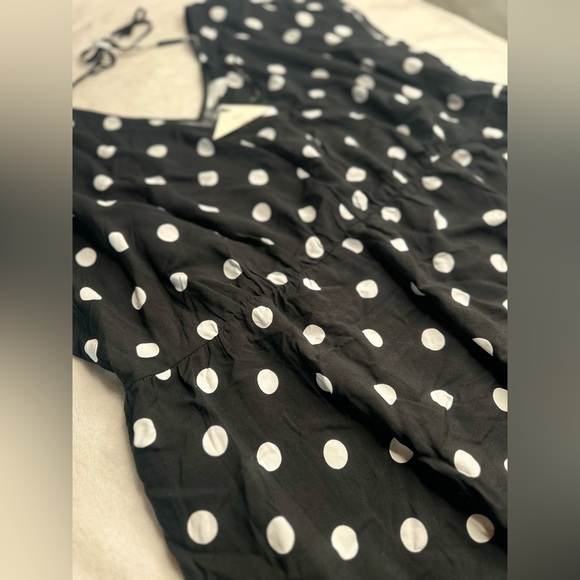 Ava & Viv Dress Womens 1X (18) Black White Polka Dots Midi Dress With Pockets - Picture 5 of 10